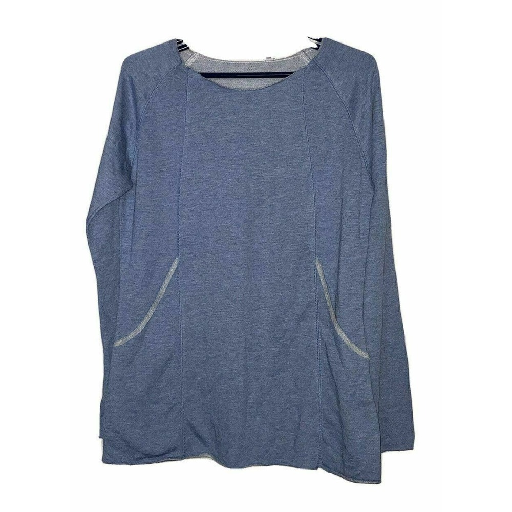 Acacia Sweatshirt Womens Size M Medium Pullover Raw Hem exposed seams Blue NEW